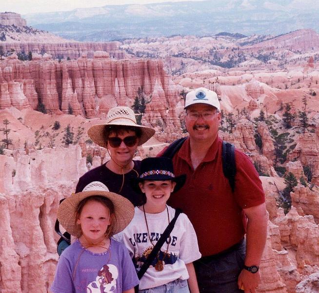 1997 Williams Family Grapevine, TX Cathy, Marty, Stephanie and Gretchen.jpg - 1997 - Williams Family Christmas card picture - Bryce Canyon NP, UT